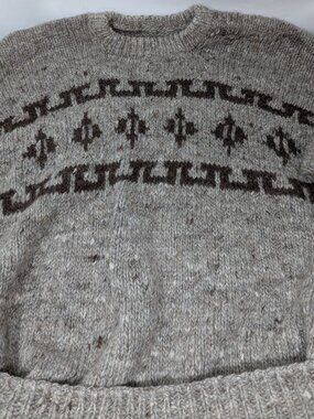 Vintage roomy pure wool sweater, likely Cowichan, unisex